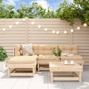 5 pcs conjunto lounge jardim com almofadões madeira maciça