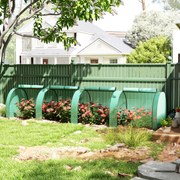 Mini estufa de jardim para tomates, 4 x 1 x 0,80 m, em aço com revestimento de PE anti-UV, 4 portas com fecho de correr enroláveis, verde