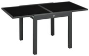 Outsunny Mesa de Jardim Mesa de Jantar Extensível 160cm com Bancada de Vidro Temperado Exterior Alumínio 160x80x75 cm Preto | Aosom Portugal