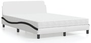 vidaXL Cama com colchão 140x200 cm couro artificial preto e branco