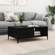 vidaXL Mesa de centro com prateleira com armazenamento com porta Carvalho preto 90 x 60 x 35 cm