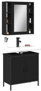 2 pcs conjunto móveis casa de banho derivados de madeira preto