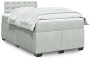 vidaXL Cama boxspring c/ colchão 120x200 cm veludo cinzento-claro