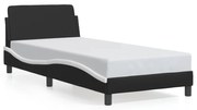 Estrutura cama c/ cabeceira couro artif. 80x200 cm preto/branco