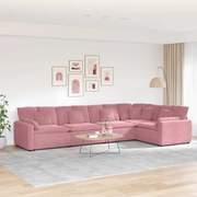 vidaXL Sofá modular com almofadas veludo rosa