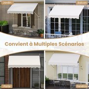 Toldo de fixação sem perfuração com manivela Altura ajustável e resistente a UV 300 cm Preto