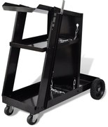 Carrinho de soldar com rodas com 3 prateleiras, organizador de oficina