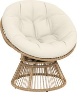 Outsunny Poltrona Papasan 360° giratória Cadeira de rattan com almofada Estrutura em aço poltrona redonda Creme | Aosom Portugal
