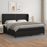 vidaXL Cama com molas/colchão 200x200 cm couro artificial preto