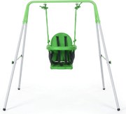 Outsunny Baloiço Infantil de Aço Baloiço para Crianças de 6-36 Meses com Encosto Alto e Arnês de Segurança 122x146x122 cm Verde | Aosom Portugal