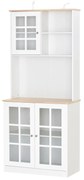 HOMCOM Armário de Arrumação para Pequenos Eletrodomésticos e Louças com Prateleiras e Portas de Vidro 80x37x183 cm Branco | Aosom Portugal