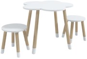 ZONEKIZ Conjunto de Mesa e 2 Cadeira para Crianças de 2-5 Anos Mesa com Forma de Flor Ø59x50 cm e Cadeiras Ø28x26 cm Branco