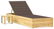 vidaXL Espreguiçadeira de jardim com mesa e almofadão pinho impregnado