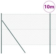Cerca de Cadeia com 7 Postes 1,6x10 m Aço Galvanizado Verde