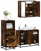 vidaXL 3 pcs conjunto de móveis WC madeira processada carvalho fumado