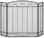 HOMCOM Frente de Lareira Dobrável Frente para Lareira com 3 Painéis Dobradiças Estrutura de Metal e Arame Decorativo 105x80,5cm Preto