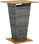 vidaXL Mesa de bar 80x80x110 cm vime PE e acácia maciça cinzento