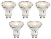 Conjunto de 5 lâmpadas LED GU10 50mm reguláveis em Kelvin transparentes 4,9W 400 lm 2200-3000K