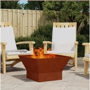 vidaXL Fire Pit Castanho 60 x 60 x 35 cm Aço resistente às intempéries