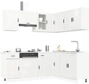 vidaXL 11 peças armário de cozinha conjunto Porto brilho branco