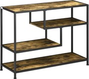 HOMCOM Mesa consola estilo industrial com 4 níveis de arrumação 3 prateleiras inferiores 99,6 x 33,6 x 74 cm | Aosom Portugal