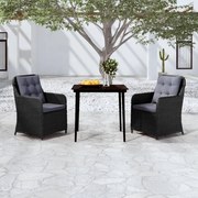 vidaXL 3 pcs conjunto de jantar para jardim preto