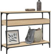vidaXL Mesa de console com prateleira em carvalho Sonoma 100x29x75 cm, madeira projetada
