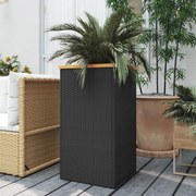 vidaXL Vaso/floreira 40x40x80 cm vime PE preto