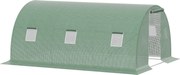 Outsunny Estufa Tipo Túnel de Exterior 4,5x3x2 m com Paredes Laterais Enroláveis 6 Janelas de Malha e Porta Enrolável com Fecho de Correr Verde | Aosom Portugal