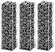 vidaXL Conjunto de gabiões 3 pcs arame galvanizado 25 x 25 x 100 cm