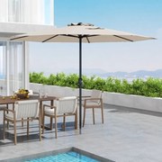 Guarda-sol de exterior com manivela 8 varetas para jardim 360 x 250 cm Bege