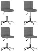 Cadeiras de jantar giratórias 4 pcs tecido cinzento-claro