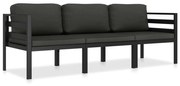 vidaXL 3 pcs conjunto lounge jardim com almofadões alumínio antracite