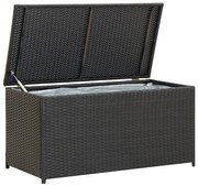 vidaXL Caixa de arrumação para jardim 100x50x50 cm vime PE preto