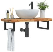 vidaXL Prateleira de parede p/ lavatório aço/madeira de acácia maciça