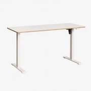 Escrivaninha Elevatória Elétrica Retangular Com Função De Memória Em Madeira E Ferro Serpi Madeira Branca & ↔︎ 140 Cm & Branco - Sklum
