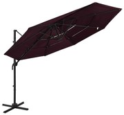 vidaXL Guarda-sol de jardim 4 camadas c/ poste alumínio 3x3 cm bordô