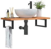 vidaXL Prateleira de parede p/ lavatório aço/madeira de faia maciça