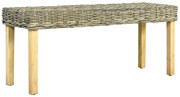 vidaXL Banco 110cm vime Kubu natural e madeira maciça de mogno