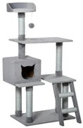 PawHut Árvore Arranhadora para Gatos Torre de Escalada com Plataformas Escada Caverna Postes de Juta e Bola Suspensa 60,5x40x124cm | Aosom Portugal