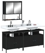 vidaXL 3 pcs conjunto móveis casa de banho derivados de madeira preto