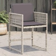 vidaXL Cadeiras de jardim com almofadões 4 pcs vime PE cinzento-claro