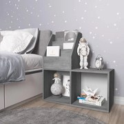 vidaXL Suporte revistas infantil 71x30x78,5 cm aglom. cinzento cimento