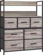 HOMCOM Cômoda 7 Gavetas em Tecido com Prateleiras Abertas 79x29x101 cm Cinza | Aosom Portugal