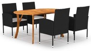 vidaXL 5 pcs conjunto de jantar para jardim preto