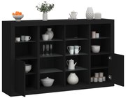 vidaXL Aparadores c/ luzes LED 3 pcs derivados de madeira preto