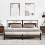 vidaXL Estrutura cama sem colchão 200x200cm metal carvalho castanho