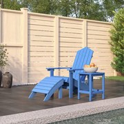 vidaXL Cadeira jardim Adirondack c/ apoio de pés/mesa PEAD ciano
