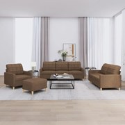 vidaXL 4 pcs conjunto de sofás com almofadões tecido castanho