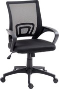 HOMCOM Cadeira de Escritório de Malha Giratória com Altura Ajustável Função Basculante e Apoio para os Braços 57x55x89-109 cm Preto | Aosom Portugal